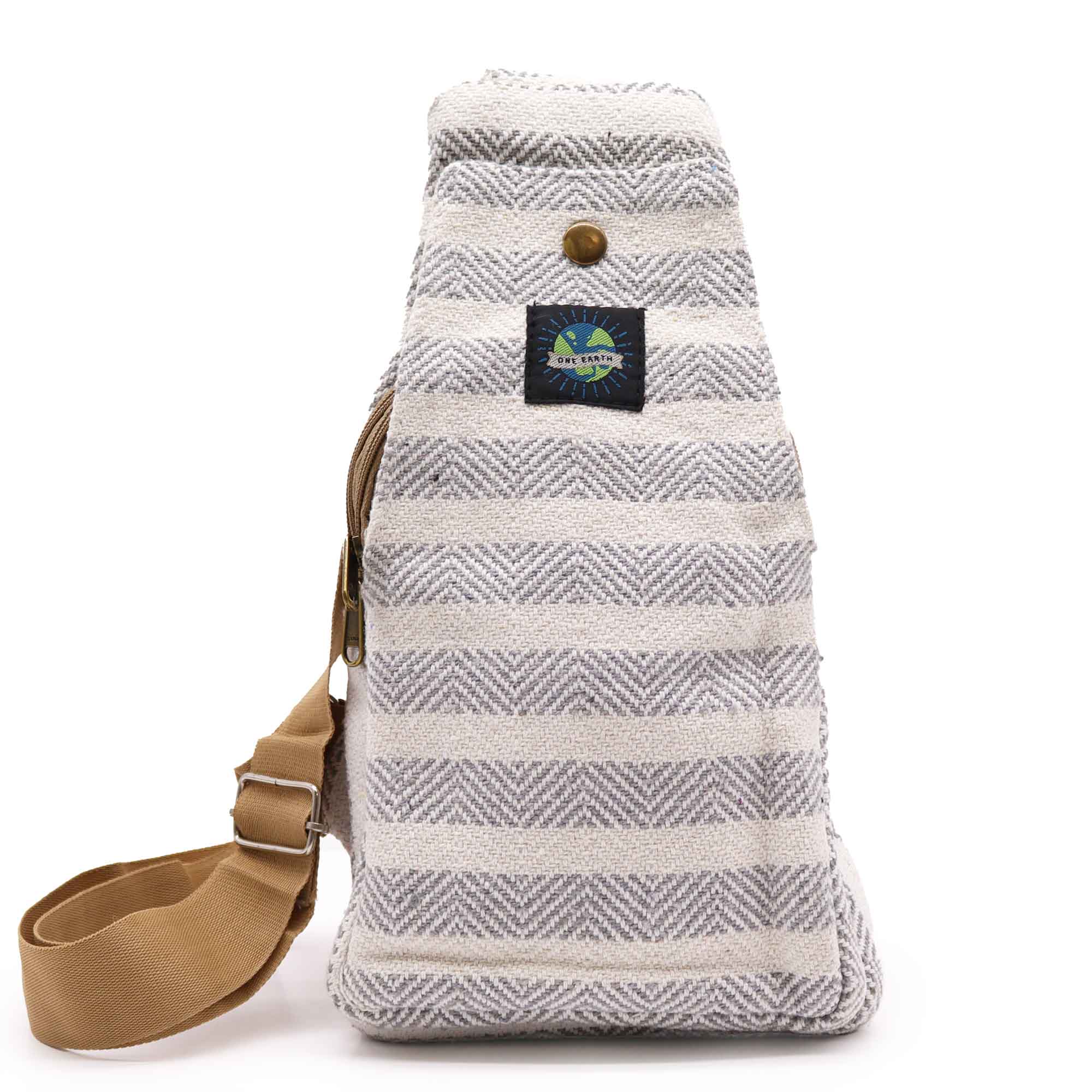 Body Cross Bag Natural Cotton - Grey & White - 1 Piece (BCrB-01)
