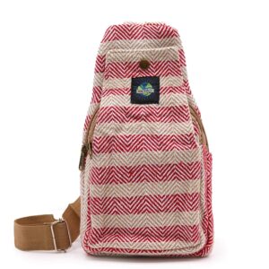 Body Cross Bag Natural Cotton - Tan & Pink - 1 Piece (BCrB-05)