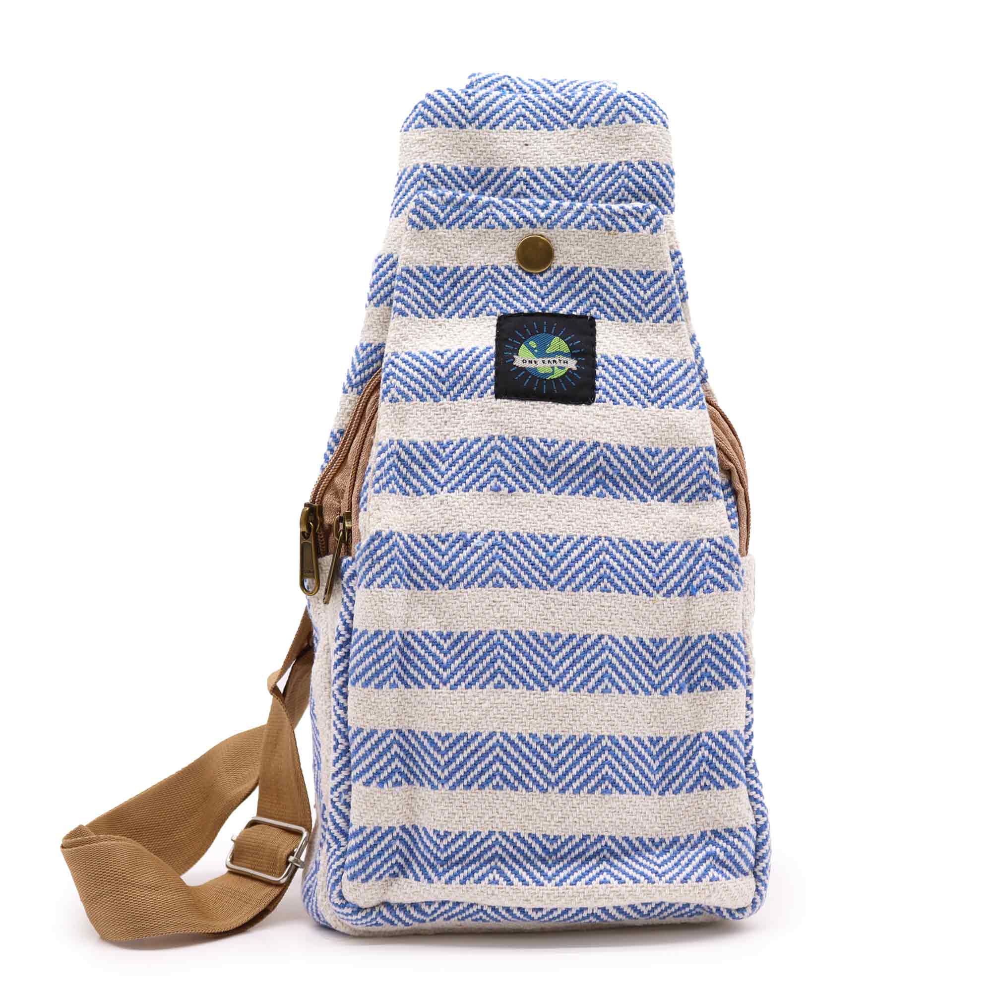 Body Cross Bag Natural Cotton - Blue & White - 1 Piece (BCrB-06)