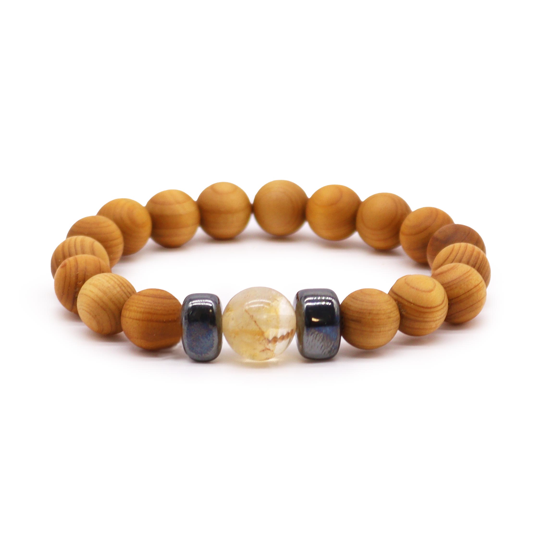 Cedarwood Solar Plexus Chakra Bangle with Citrine - 1 Piece (CWBG-03)