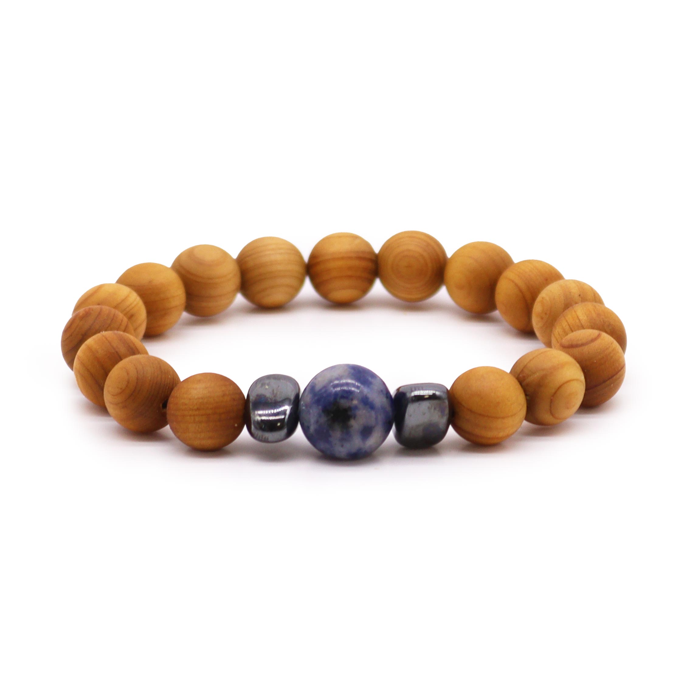 Cedarwood Throat Chakra Bangle with Sodalite - 1 Piece (CWBG-05)