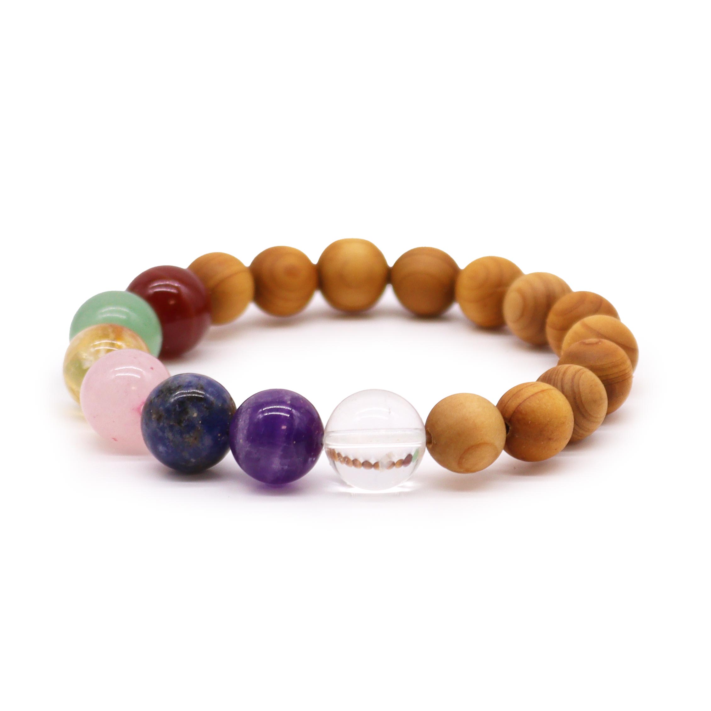 Cedarwood & Seven Chakra Bangle - 1 Piece (CWBG-08)
