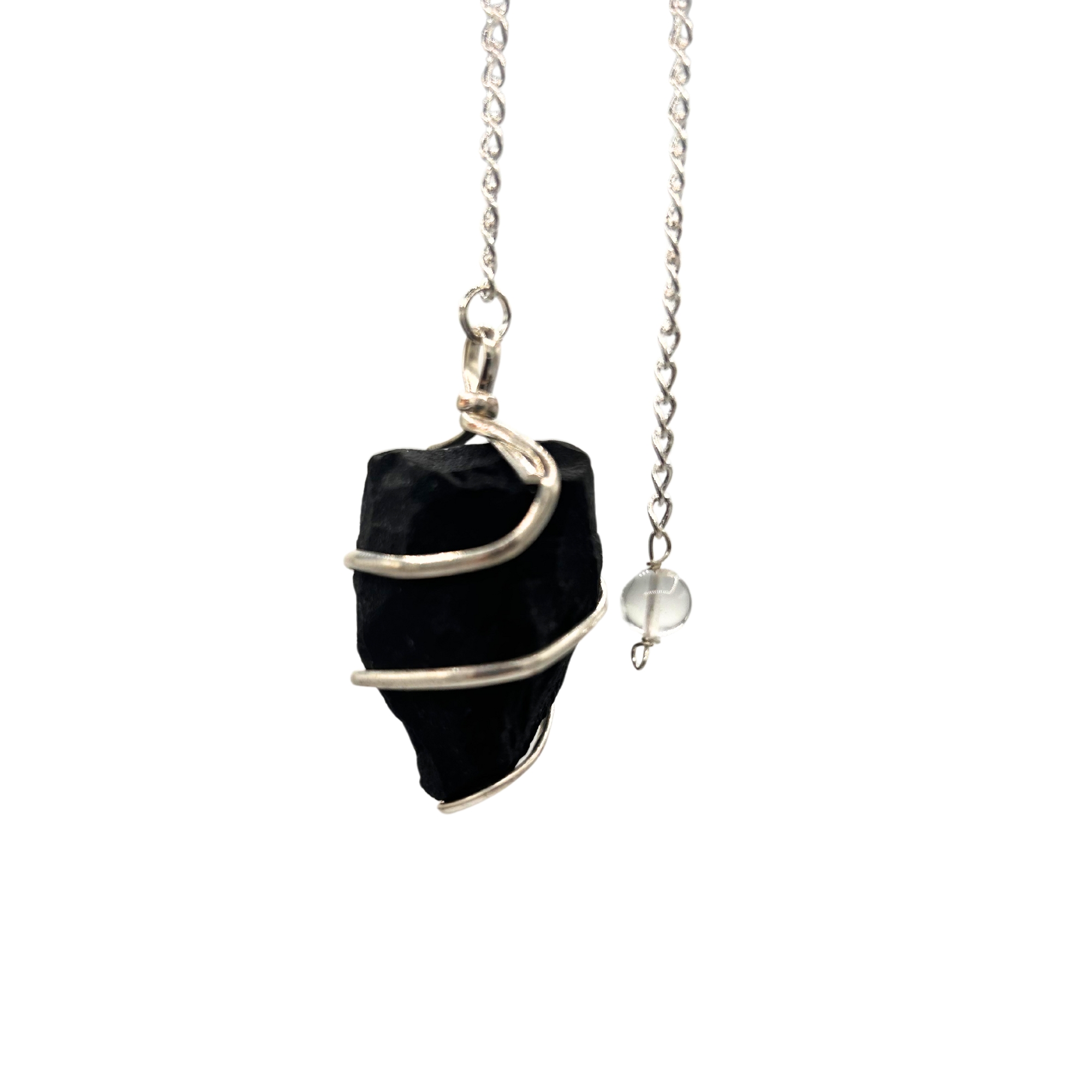 Raw Gemstone Pendulum - Black Agate - 1 Piece (SpecMP-57)