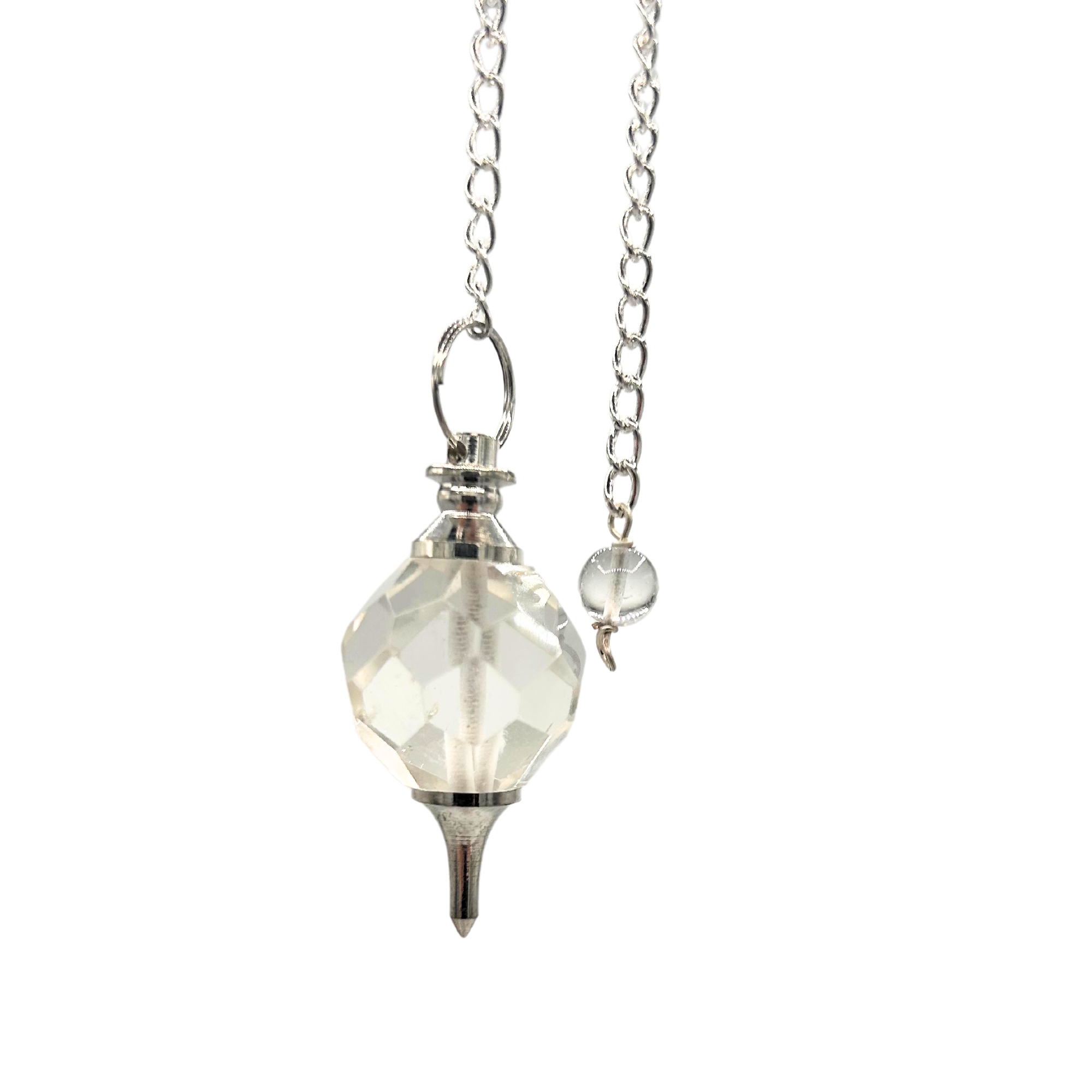 Faceted Gemstone Pendulum - Rock Quartz - 1 Piece (SpecMP-60)