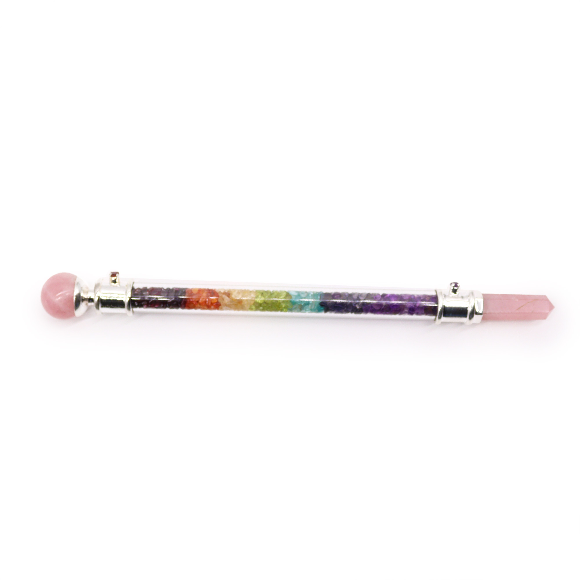 7 Chakra Crystal Healing Wand - Rose Quartz - 1 Piece (HWand-59)