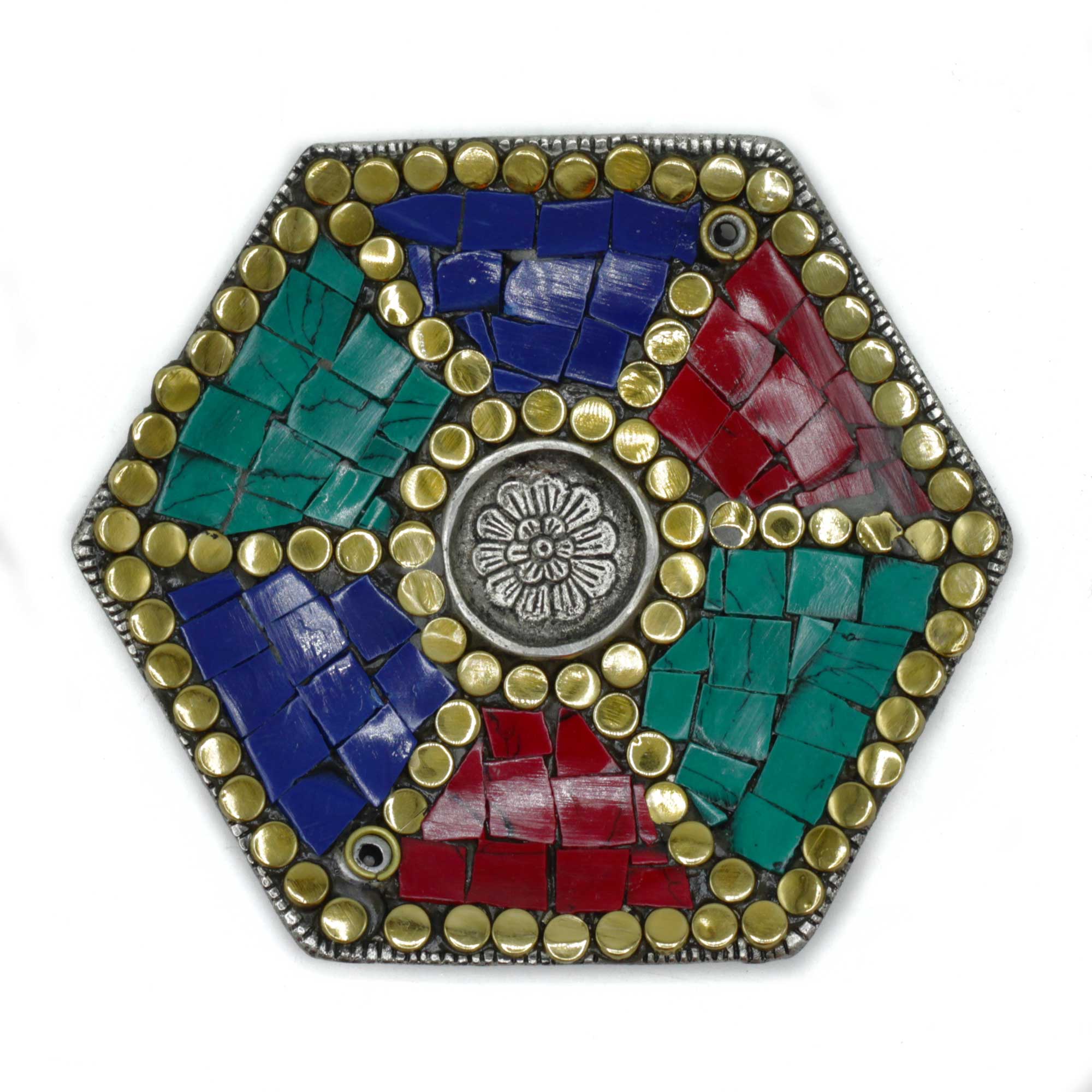 Hex Plate Tibetan Decor Cone & Stick Holder - 1 Piece (TDIH-06)