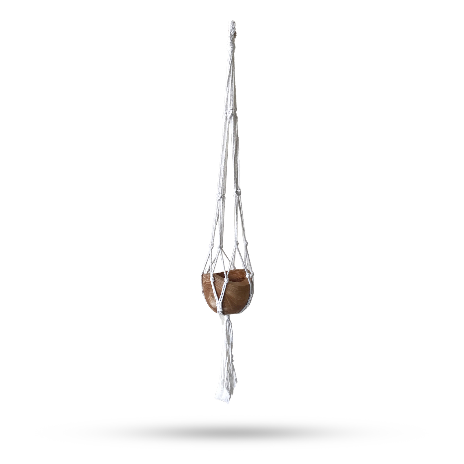 Macrame Pot Holder Classic - Natural Med Pot - 1 Piece (MacP-07)