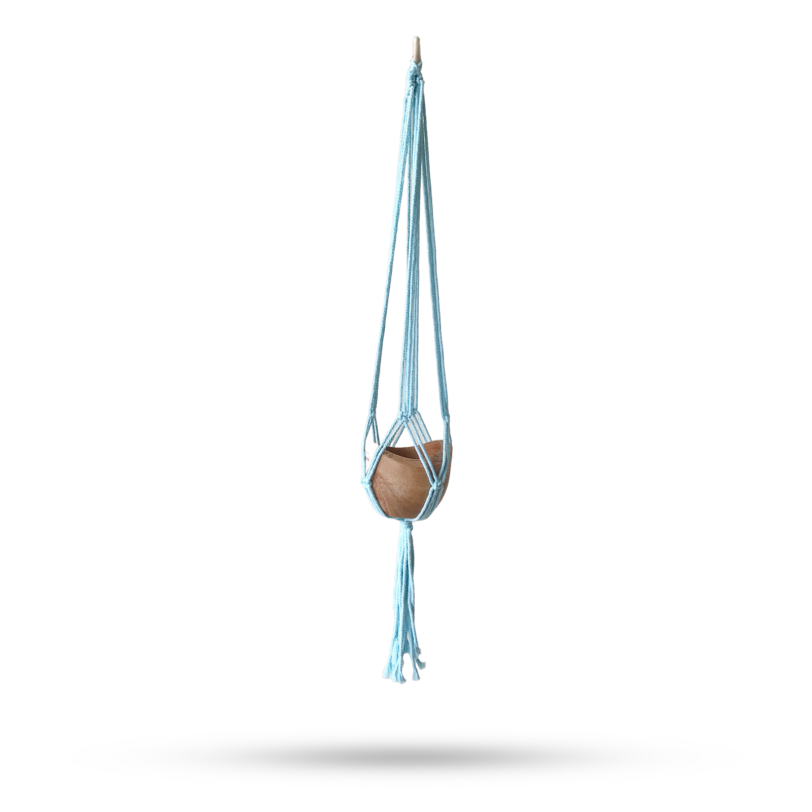 Macrame Pot Holder Classic - Powder Blue Med Pot - 1 Piece (MacP-08)