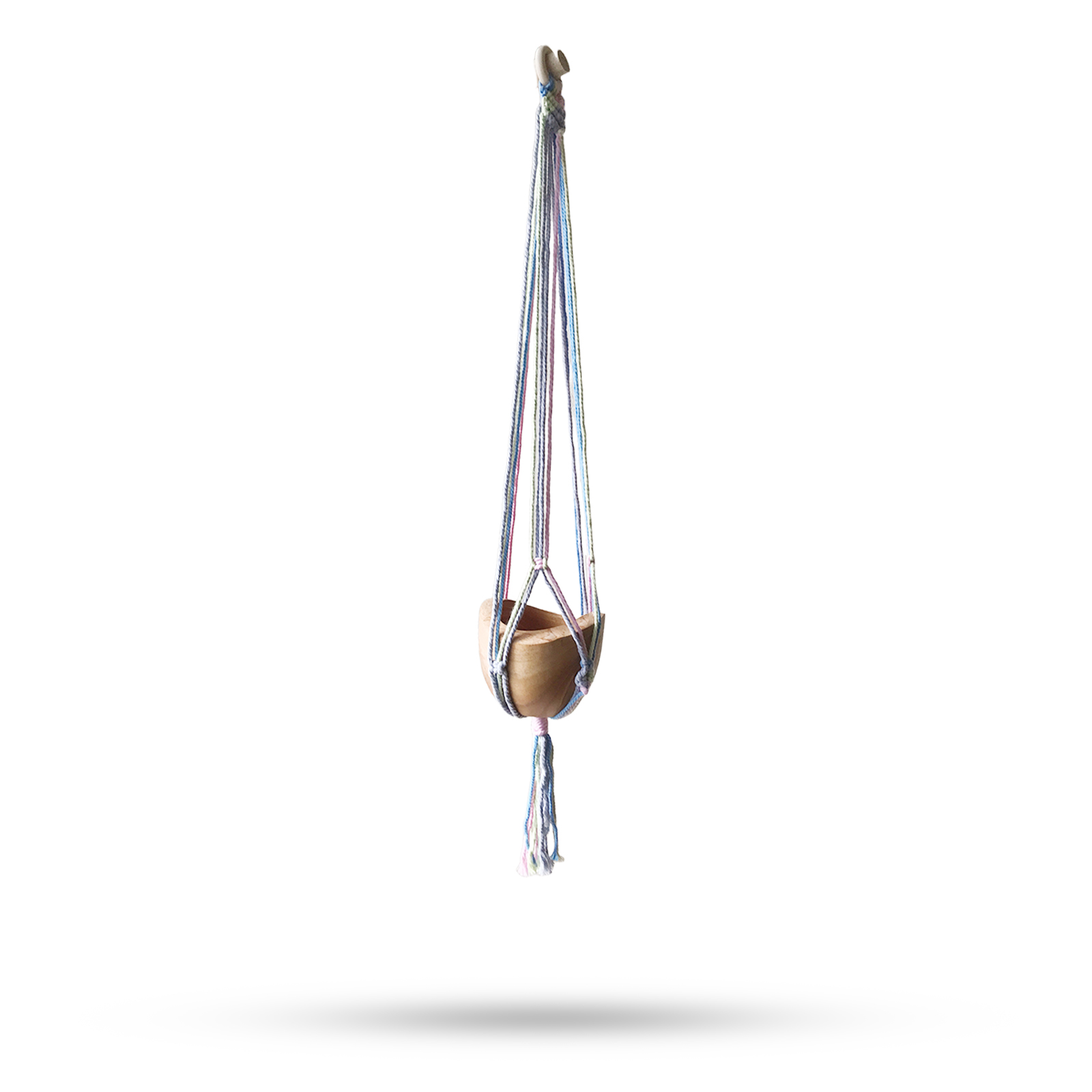 Macrame Pot Holder Classic - Pastal Tones Bathroom Med Pot - 1 Piece (MacP-10)