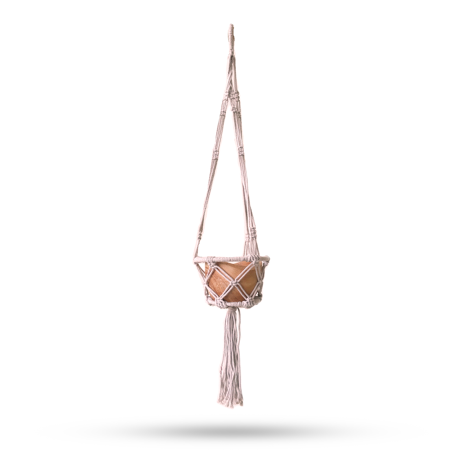 Macrame Hooped Pot Holder Small - Beige - 16cm Hoop - 1 Piece (MacP-18)