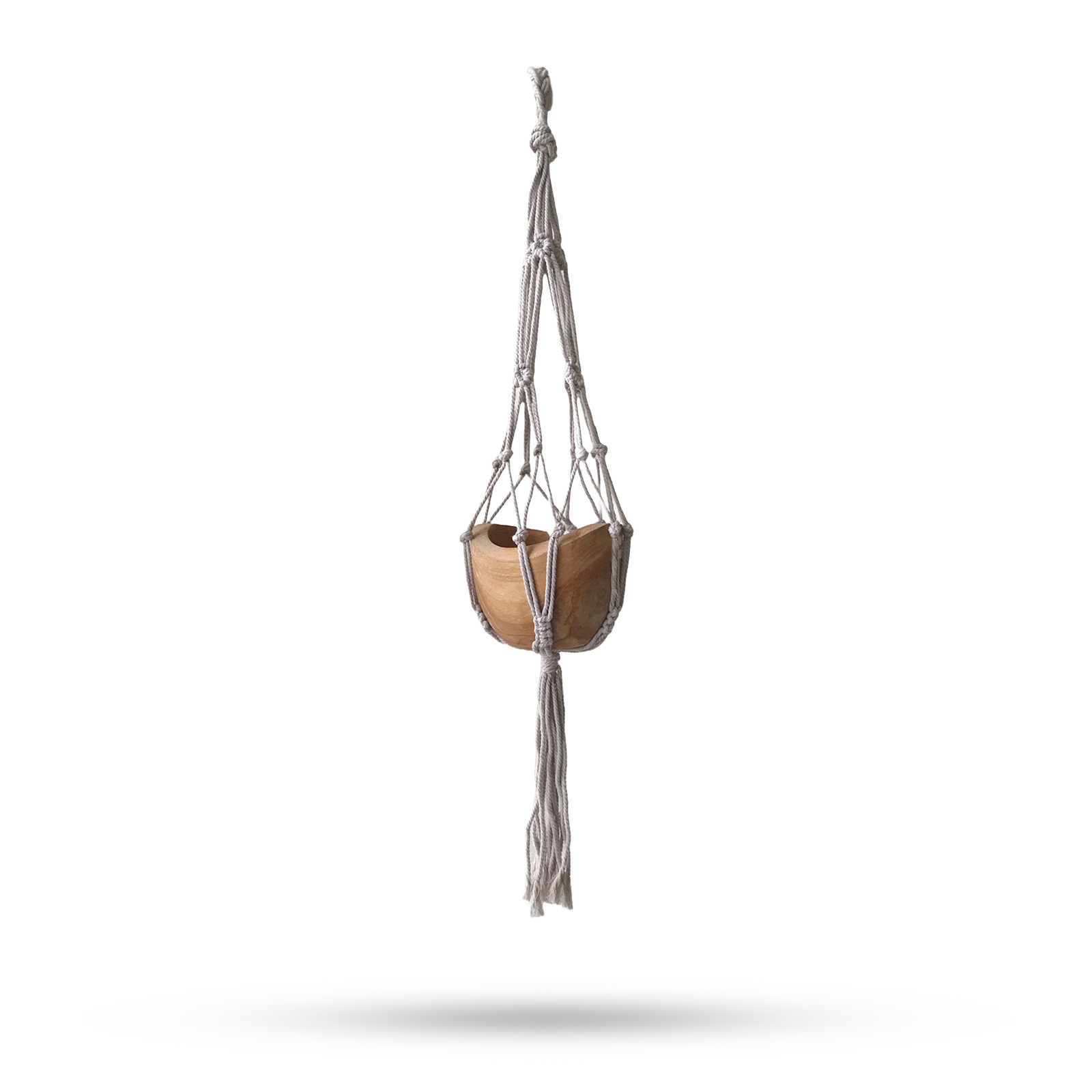Macrame Small Drop Pot Holder - Beige - 75cm - 1 Piece (MacP-20)