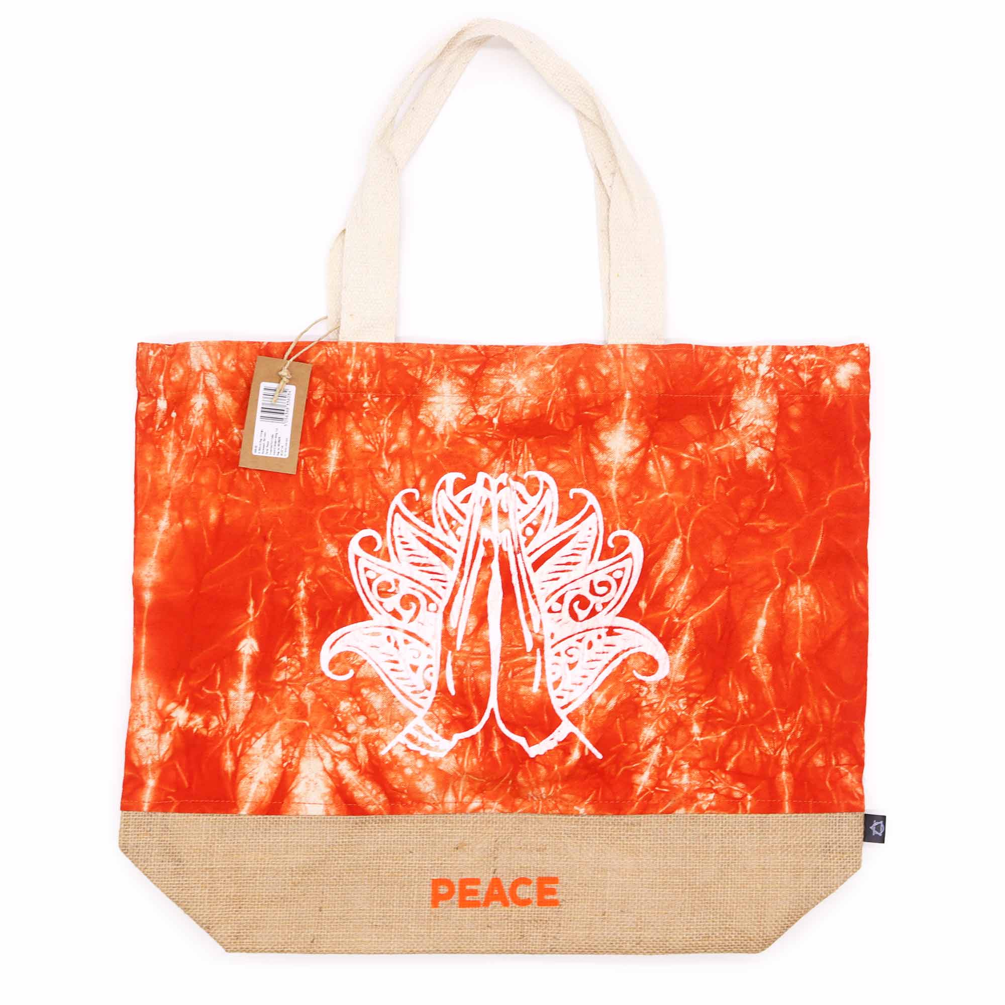 All Natural Bag - Orange Stonewash - Namaste Hand - Peace - 1 Piece (ANB-02)