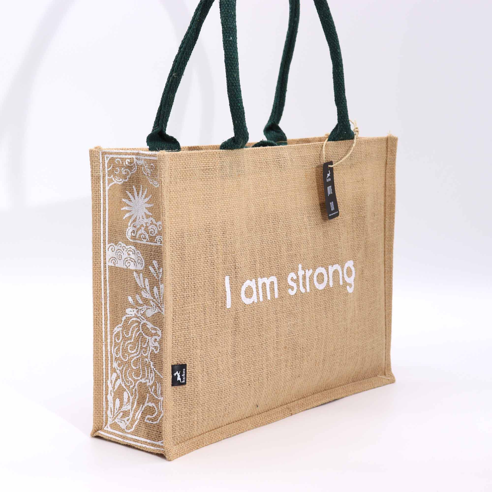 Hop Hare Jute Big Bag - I am Strong - 1 Piece (HHJB-01)