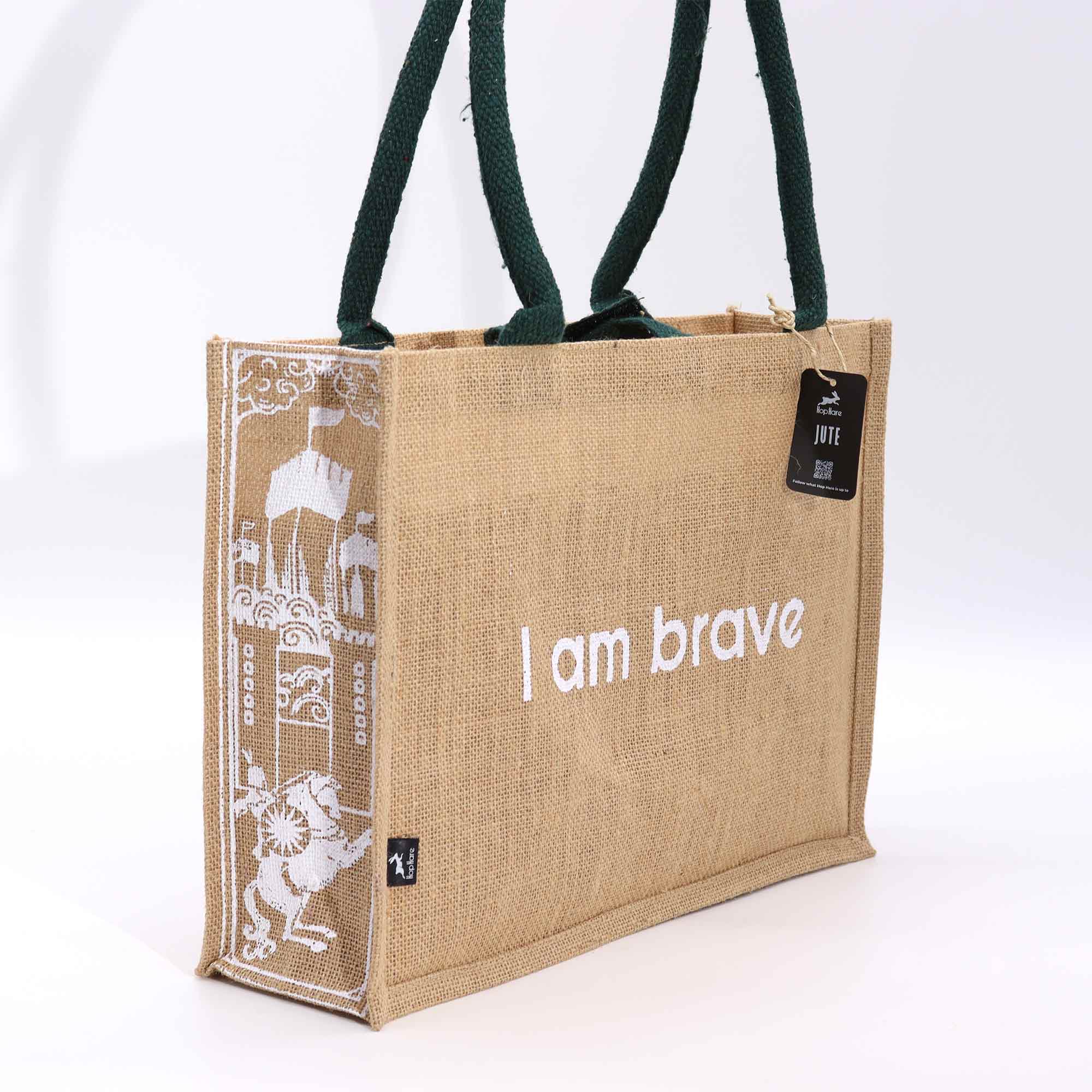 Hop Hare Jute Big Bag - I am Brave - 1 Piece (HHJB-02)
