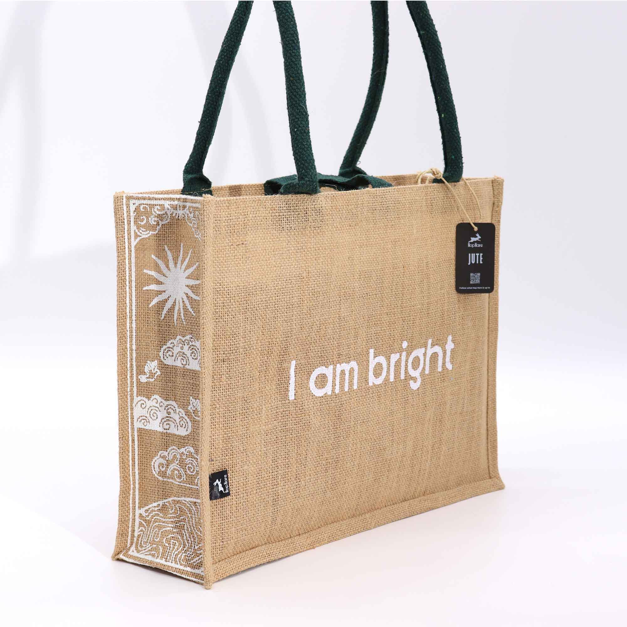 Hop Hare Jute Big Bag - I am Bright - 1 Piece (HHJB-04)