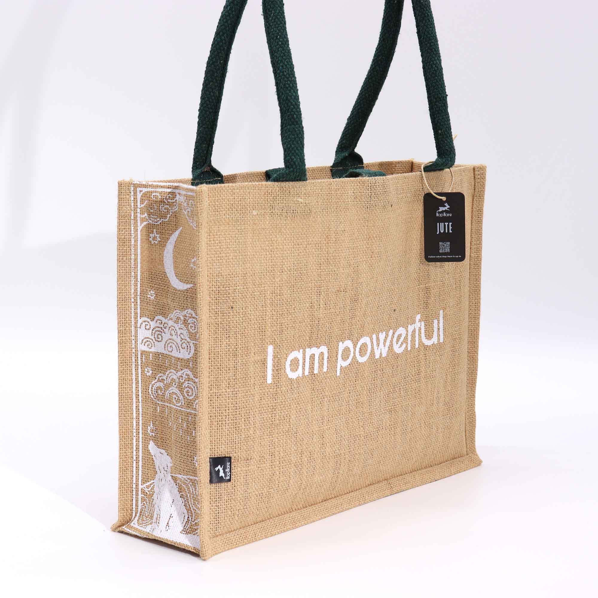 Hop Hare Jute Big Bag - I am Powerful - 1 Piece (HHJB-05)