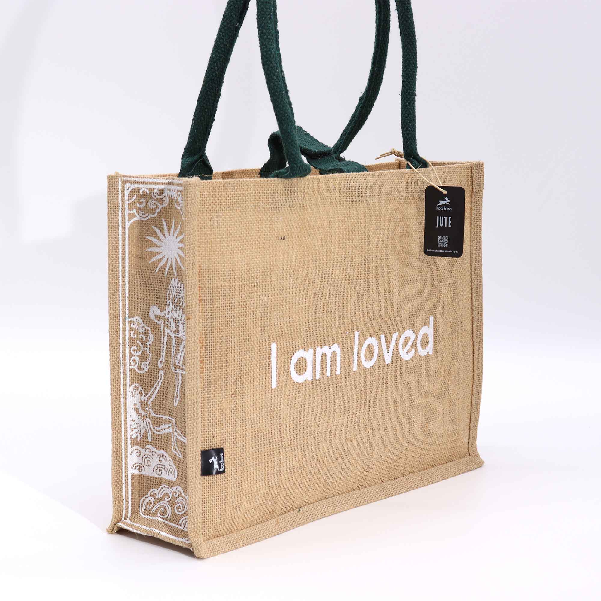 Hop Hare Jute Big Bag - I am Loved - 1 Piece (HHJB-06)
