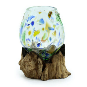 Molten Coloured Glass on Wood - Medium Bowl - 1 Piece (MGW-40)