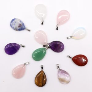 Gemstone Teardrops Pendants (12 assorted)  25x18mm - 12 Piece (GemPD-16)