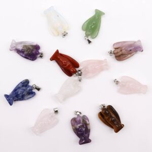 Gemstone Mini Angels Pendants (12 assorted)  26x18mm - 12 Piece (GemPD-22)