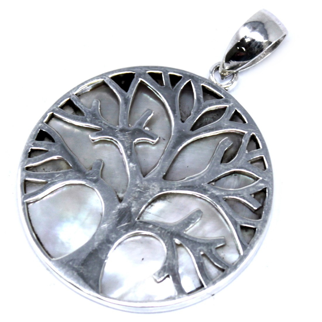 Tree of Life Silver Pendent 30mm - Mother of Pearl - 1 Piece (TOLSP-03)