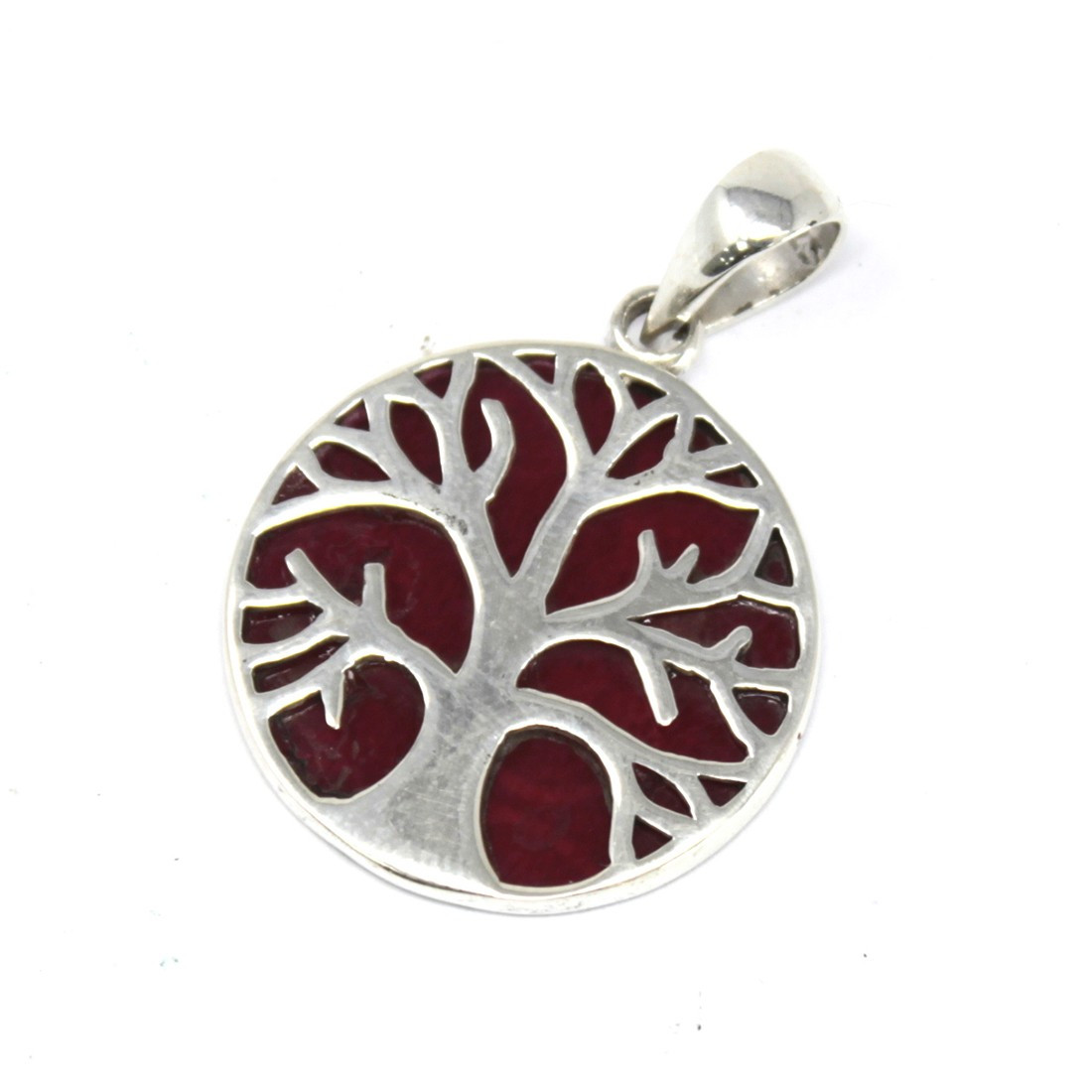 Tree of Life Silver Pendent 22mm - Coral Effect - 1 Piece (TOLSP-04)