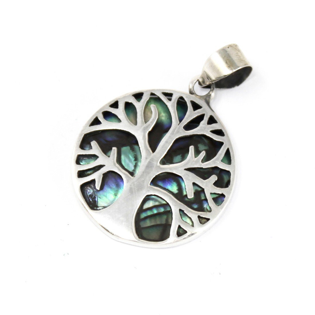 Tree of Life Silver Pendent 22mm - Abalone - 1 Piece (TOLSP-05)