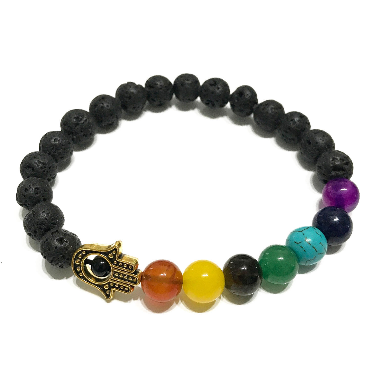 Lava Stone Bracelet - Hamsa Chakra - 1 Piece (LavaSB-03)