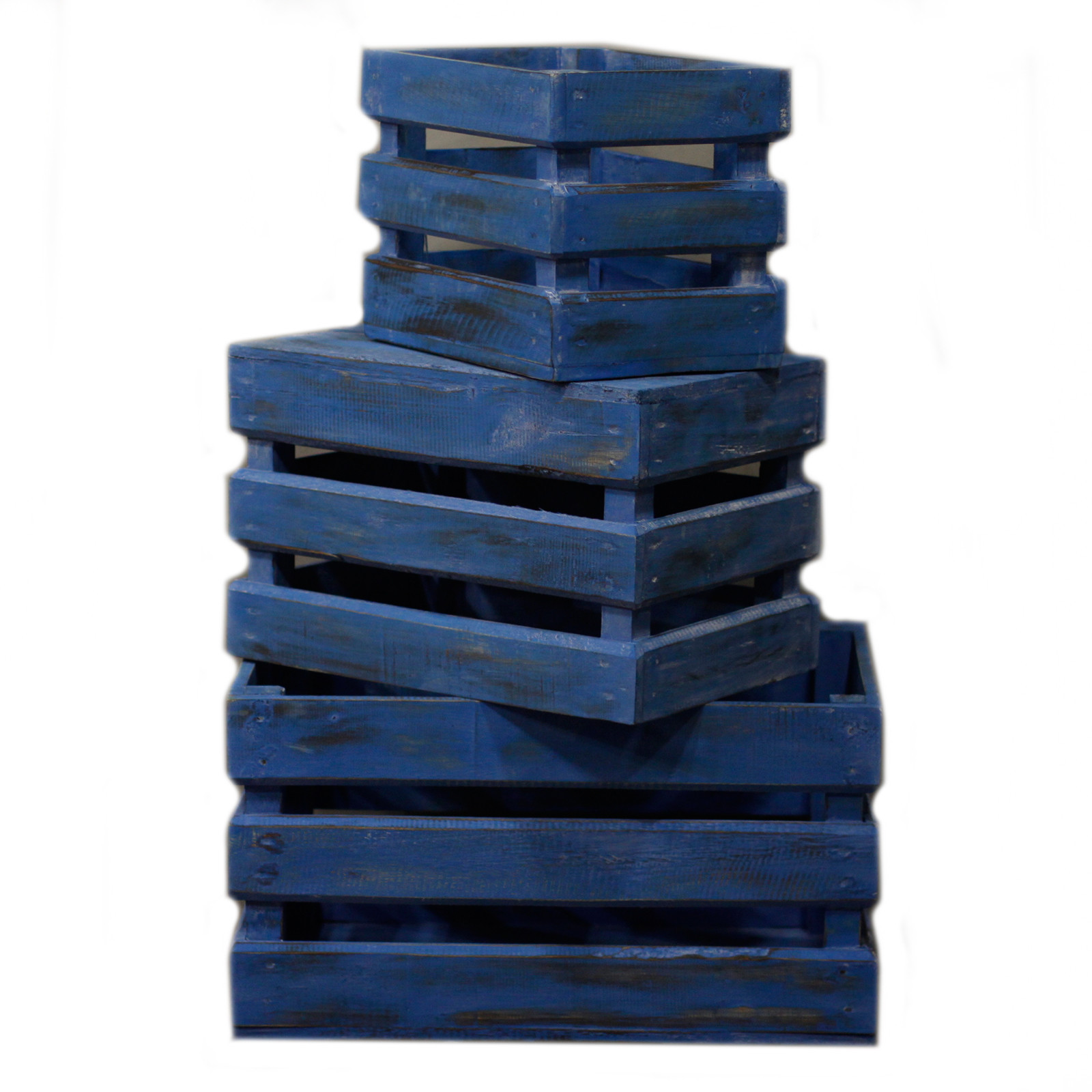 Set of 3 Storage/Display Boxes - Bluewash - 1 Piece (RDS-153)