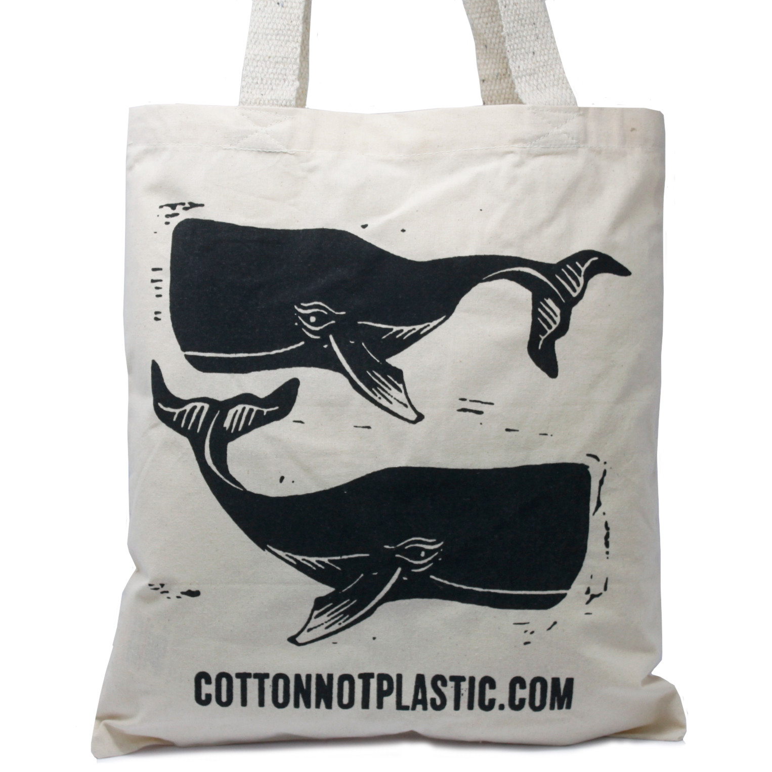 Lrg Natural 6oz Cotton Bag 38x42cm - WHALES - 1 Piece (CCOTT-16)