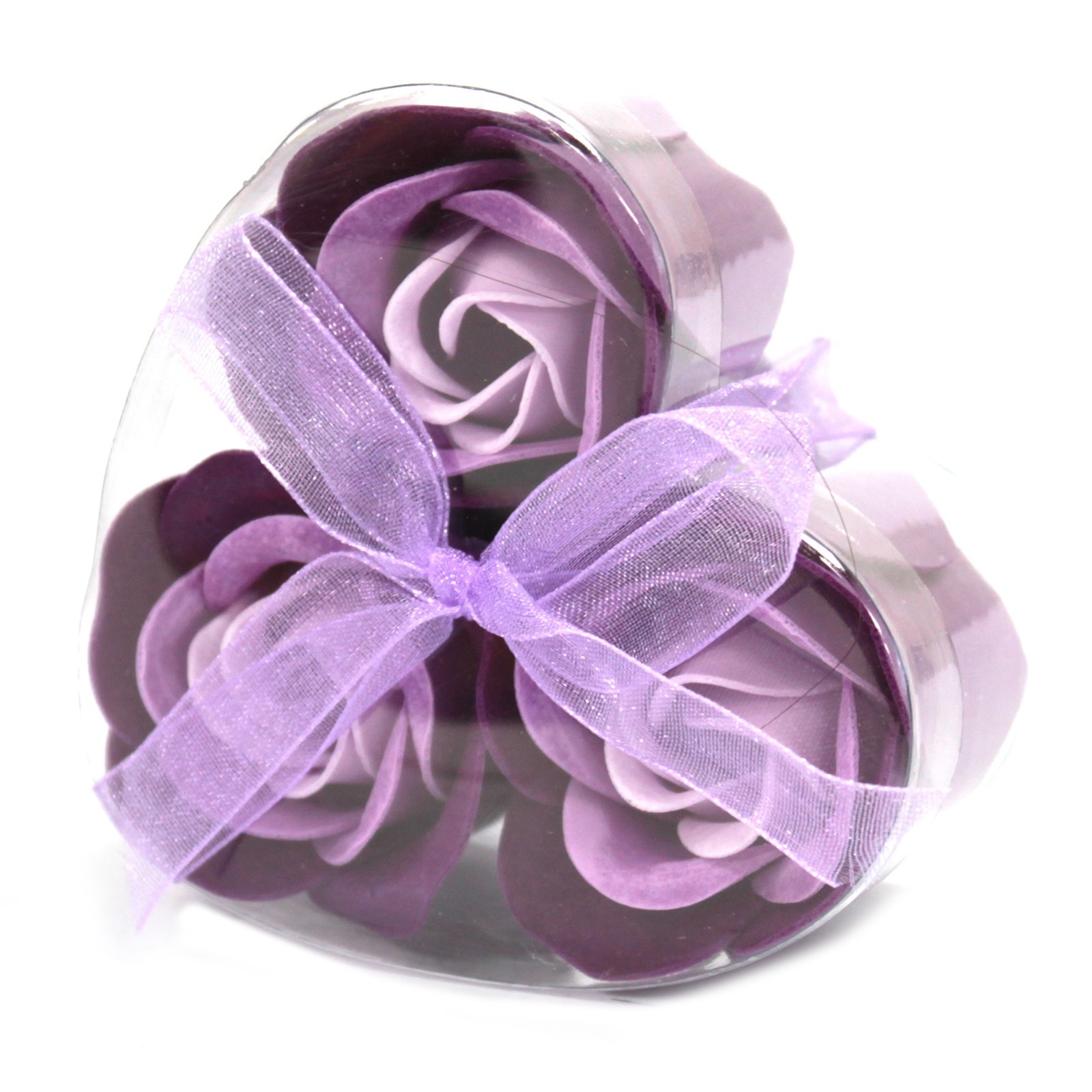 Set of 3 Soap Flower Heart Box - Lavender Roses - 1 Piece (LSF-17)