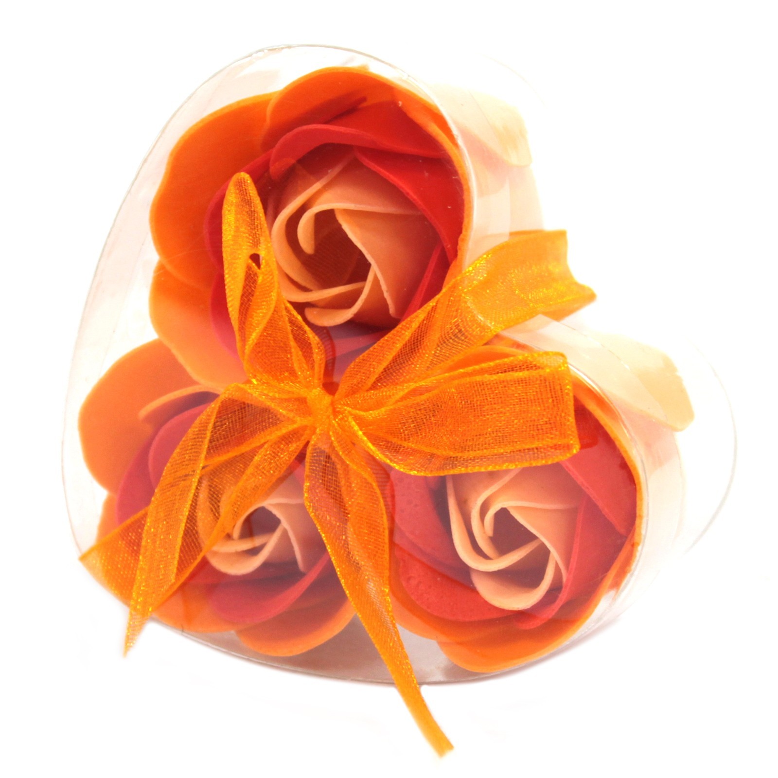 Set of 3 Soap Flower Heart Box - Peach Roses - 1 Piece (LSF-18)