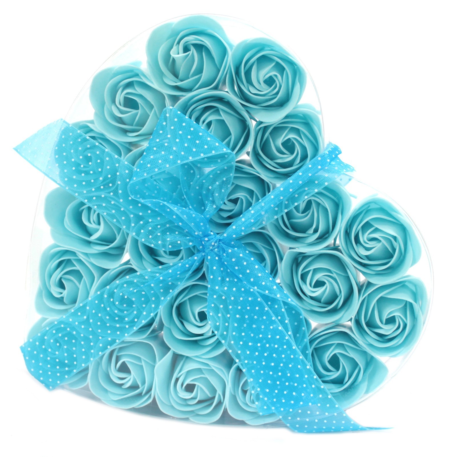 Set of 24 Soap Flower Heart Box - Blue Roses - 1 Piece (LSF-22)