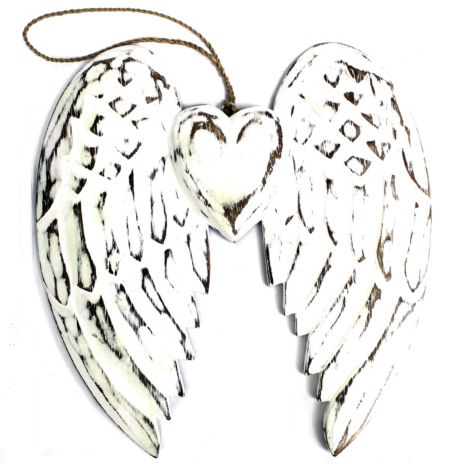 Hand Crafted Double Angel Wing & Heart - 24cm - 1 Piece (AWL-02)