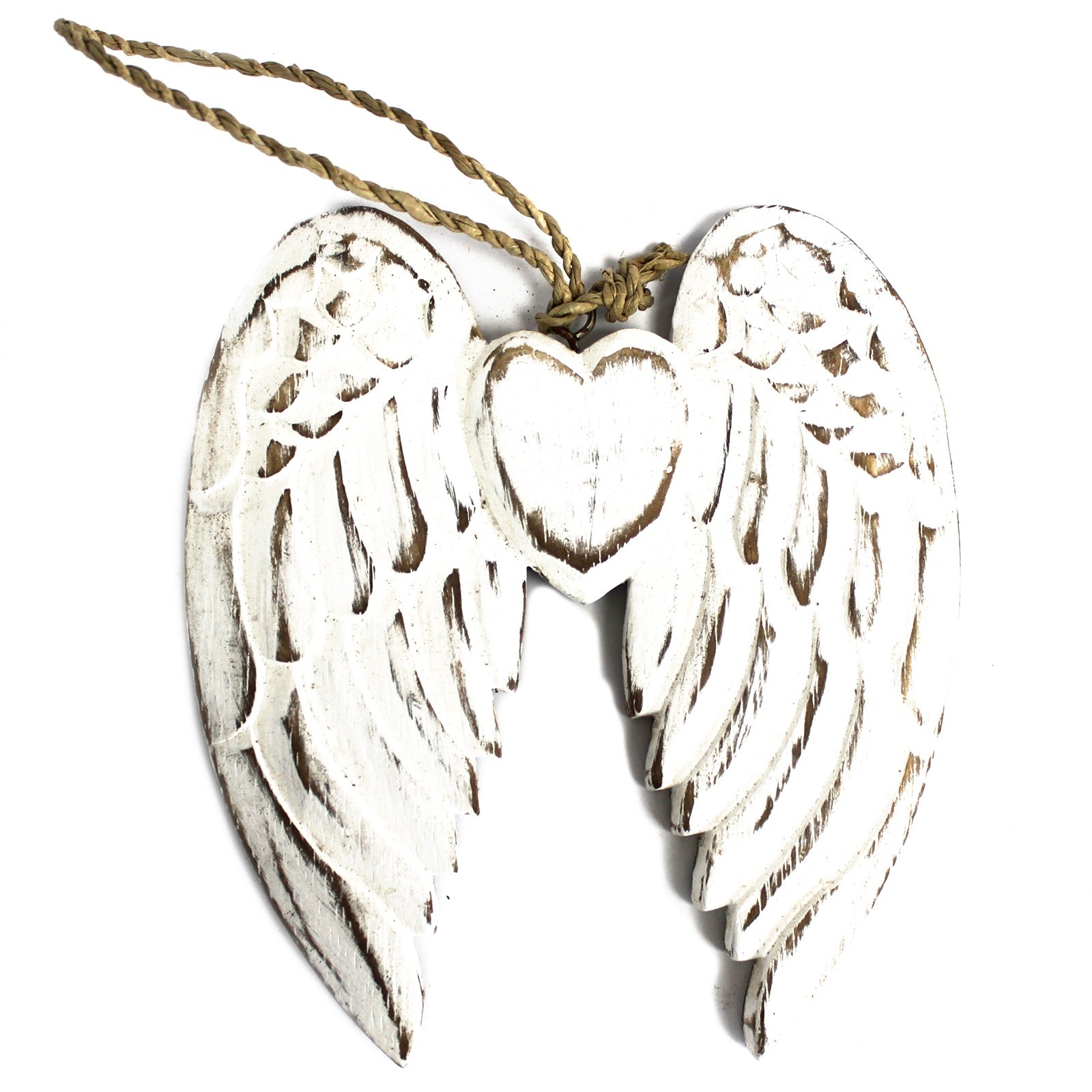Hand Crafted Small Double Angel Wing & Heart - 15cm - 1 Piece (AWL-05)