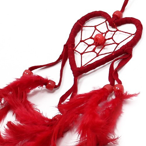 Bali Dreamcatcher - Small Heart - Black/White/Red - 1 Piece (BDC-01)
