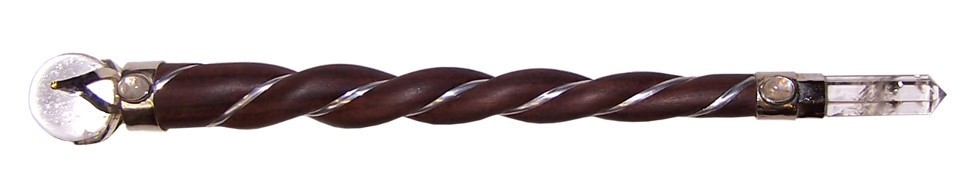Twisted Wood and Rock Quartz Wand - 1 Piece (HWand-01)