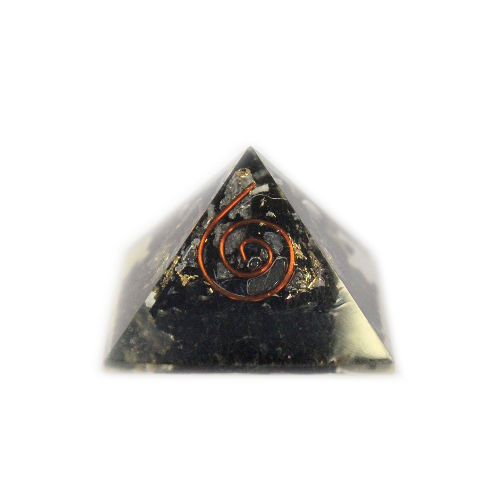 Sm Orgonite Pyramid 25mm Gemchips and Copper - 1 Piece (ORGN-01)