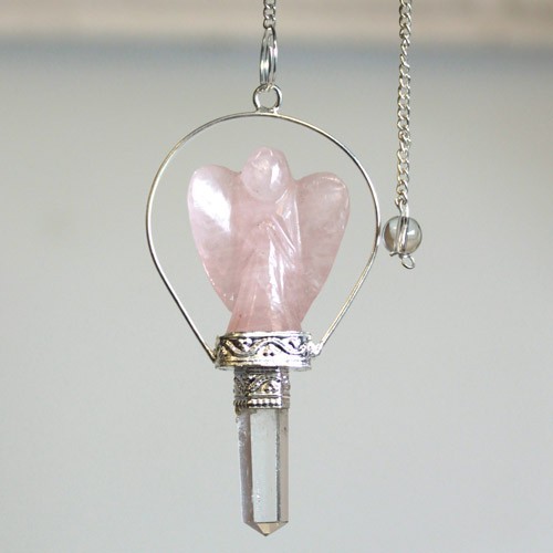 Angel Pendulum with Ring- Rose Quartz - 1 Piece (SpecMP-52)